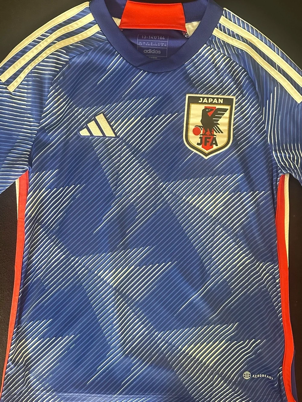 adidas Men’s Blue Japan Football Shirt with Red Trim - Picture 2 of 4